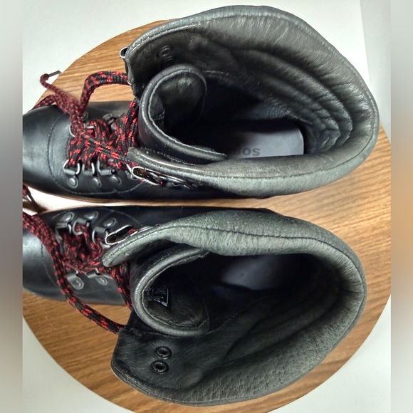 Sorel Women’s Black Leather Conquest Wedge Waterproof Lace Up Ankle Booties - Picture 9 of 11